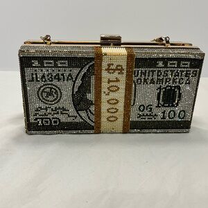 Crystal Embellished Money Clutch